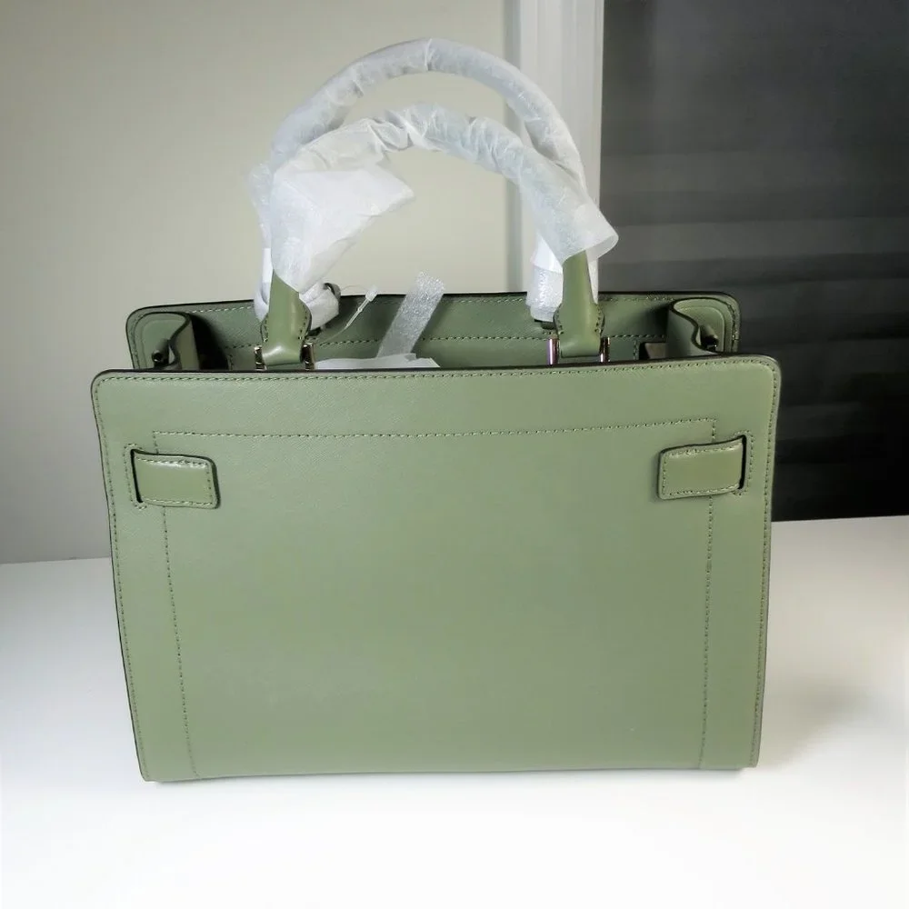 Michael Kors Rayne Medium Leather Satchel Army Green NWT - Picture 4 of 13